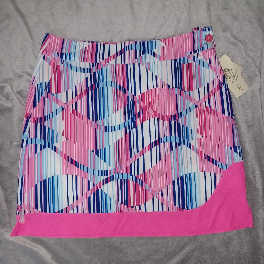 EP Pro Pink Blue White Striped Golf Skort